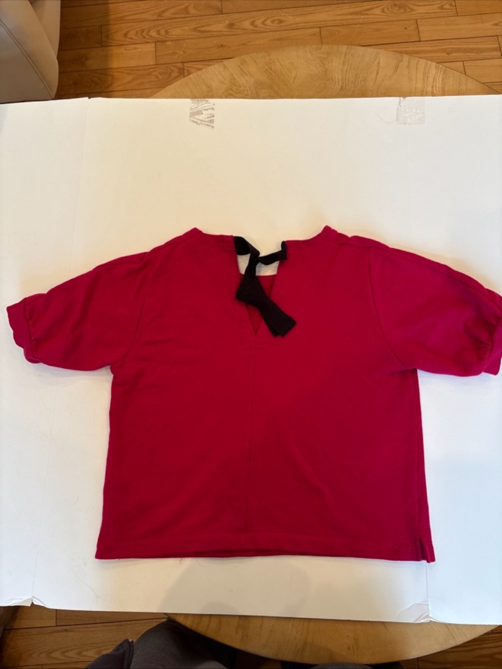 Woman’s Bright Pink Tie Top-large-short sleeve-cropped-